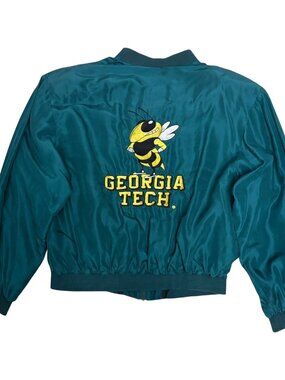 RARE 80s SILK GEORGIA TECH NCAA College Sukajan Bomber Jacket Mens Large